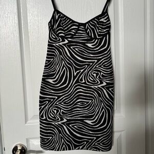 Zara Black and White Swirl Mini Dress